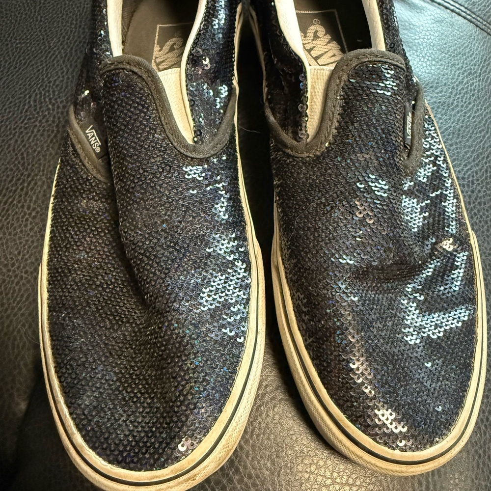 Vans Black Sequin Slip-On Shoes